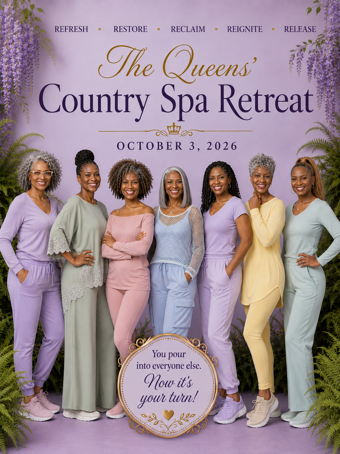 Women enjoying a peaceful wellness retreat on a country estate
